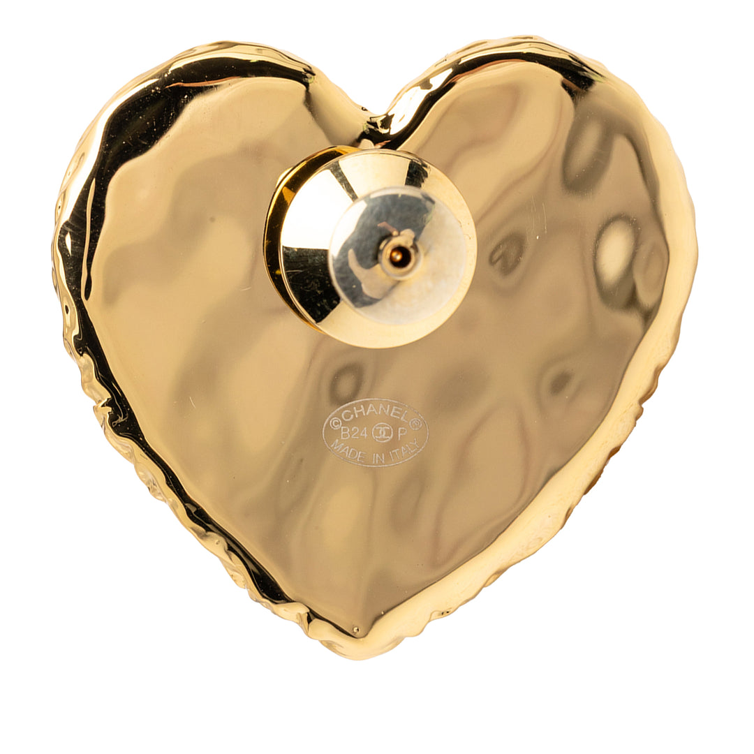 Chanel CC plaqué Émail Coco Heart Broche