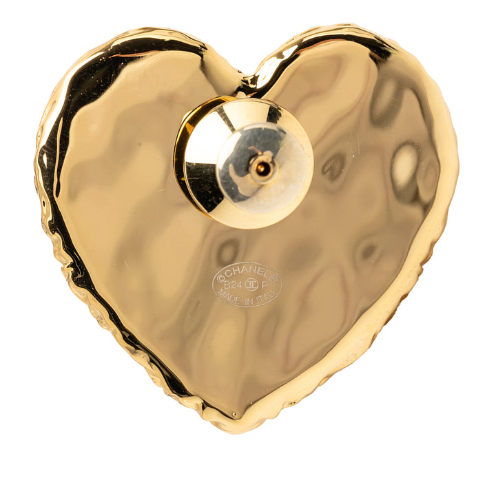 Chanel CC plaqué Émail Coco Heart Broche