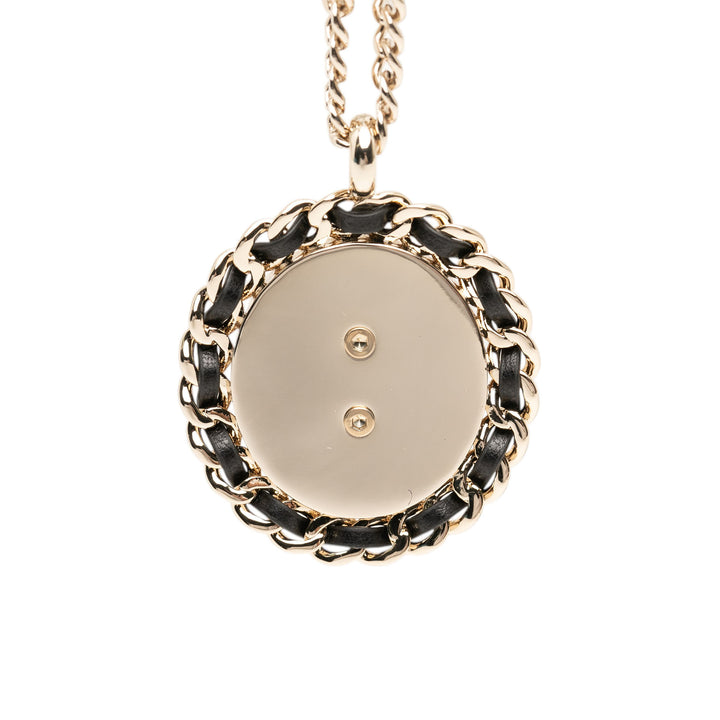 Chanel CC plaqué Tissé Chaîne Rond Pendant Collier Jean