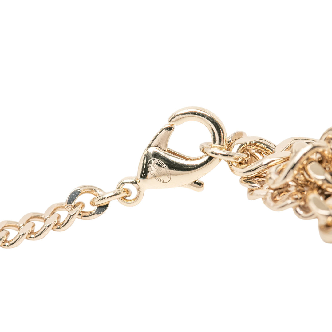 Chanel CC plaqué Tissé Chaîne Rond Pendant Collier Jean