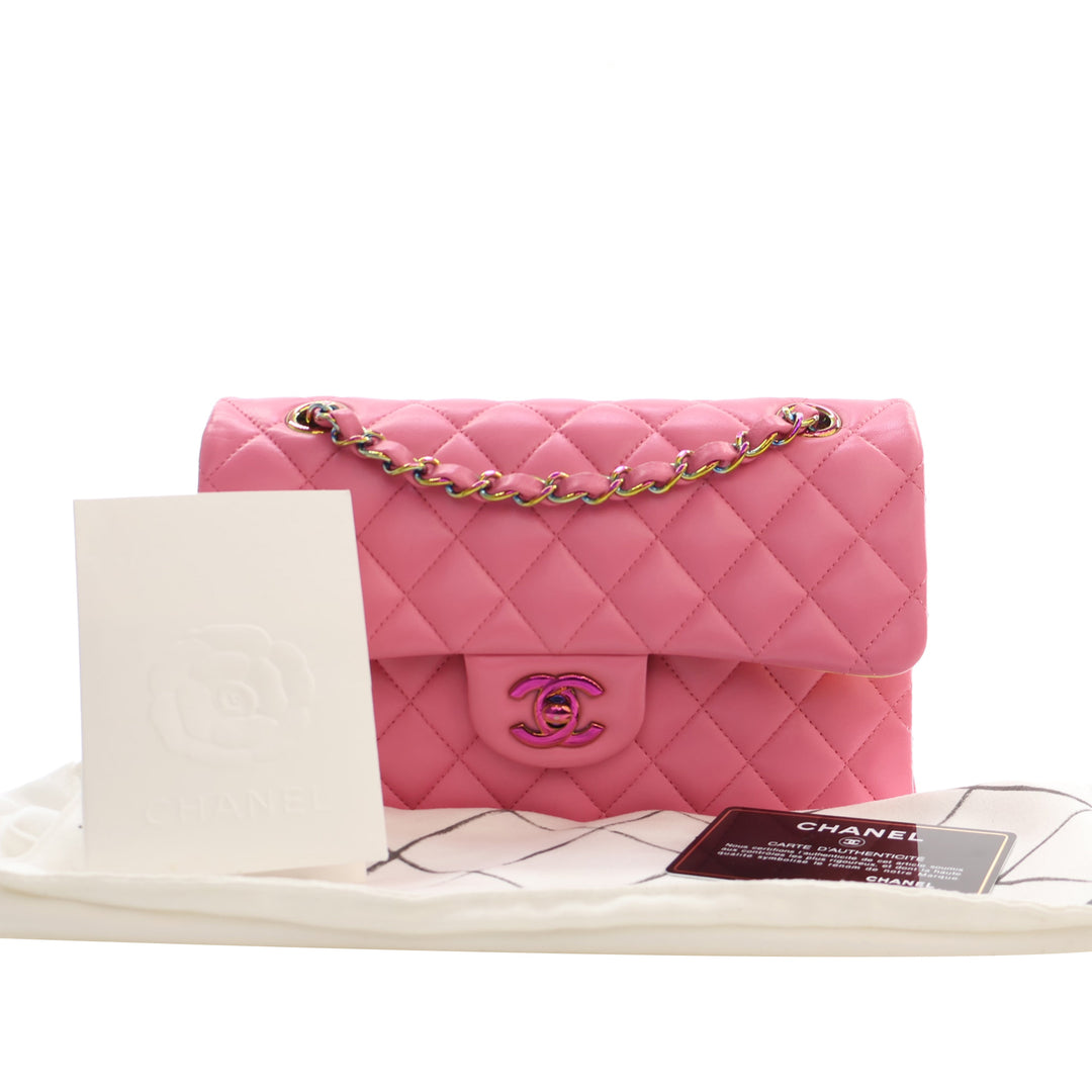 Chanel Classic Rainbow Hardware Double rabat Petit Cuir d'agneau