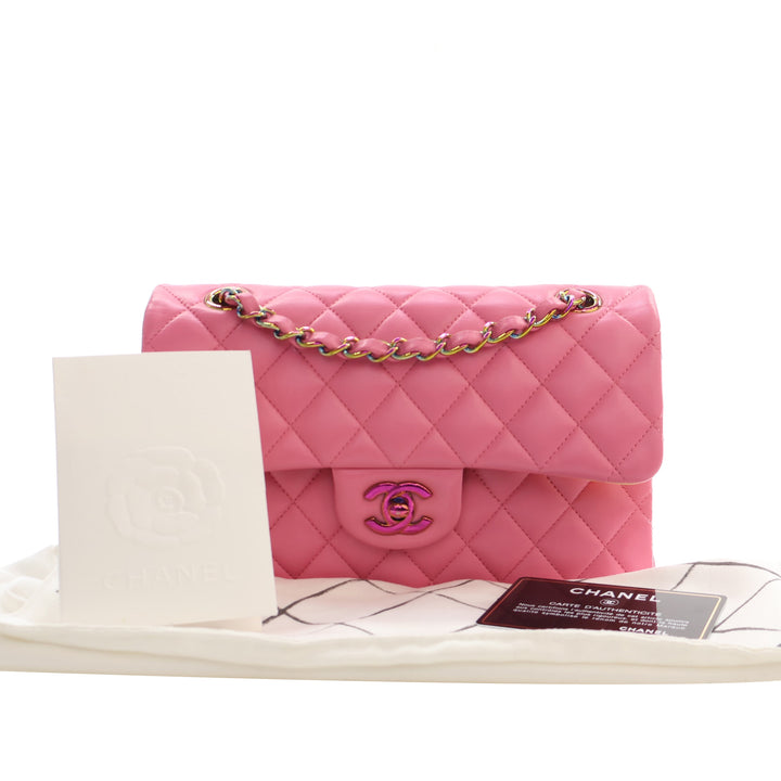 Chanel Classic Rainbow Hardware Double rabat Petit Cuir d'agneau