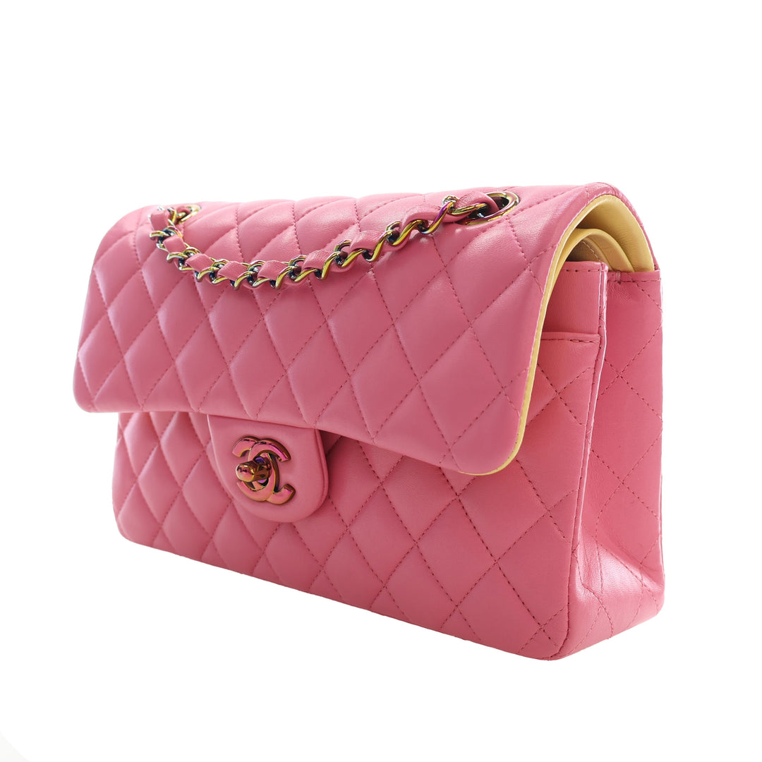 Chanel Classic Rainbow Hardware Double rabat Petit Cuir d'agneau
