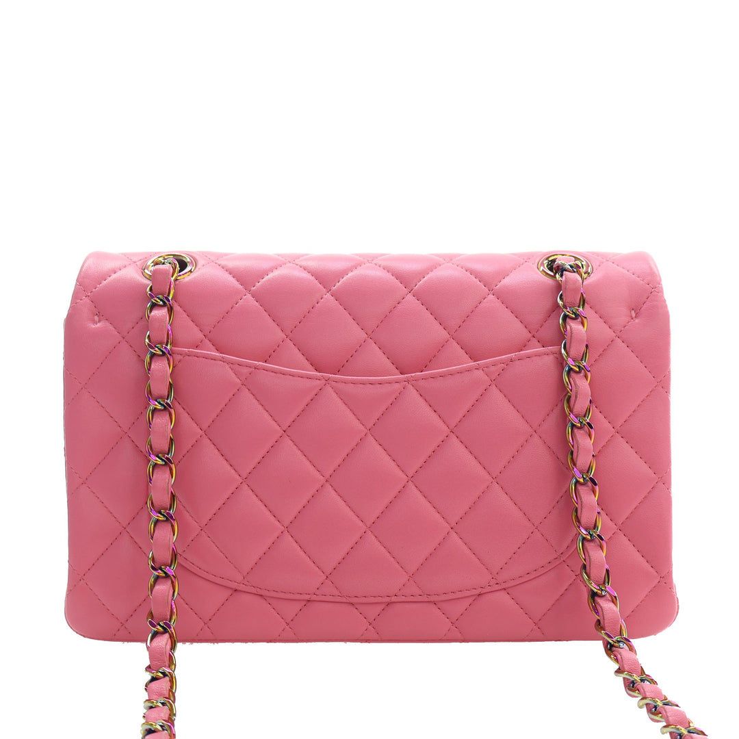 Chanel Classic Rainbow Hardware Double rabat Petit Cuir d'agneau