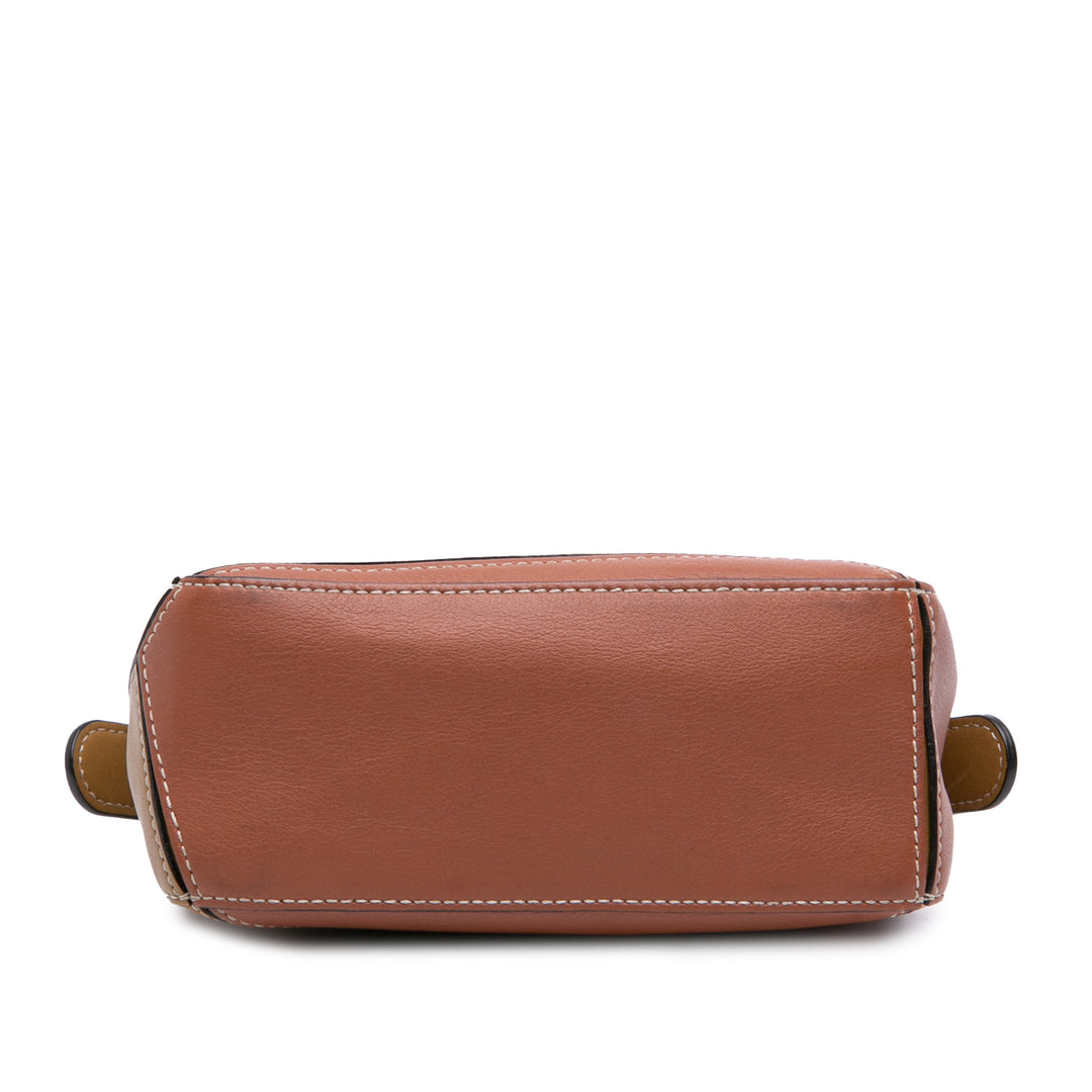 Mini Tricolor Calfskin Puzzle Satchel Brown - Gaby Paris