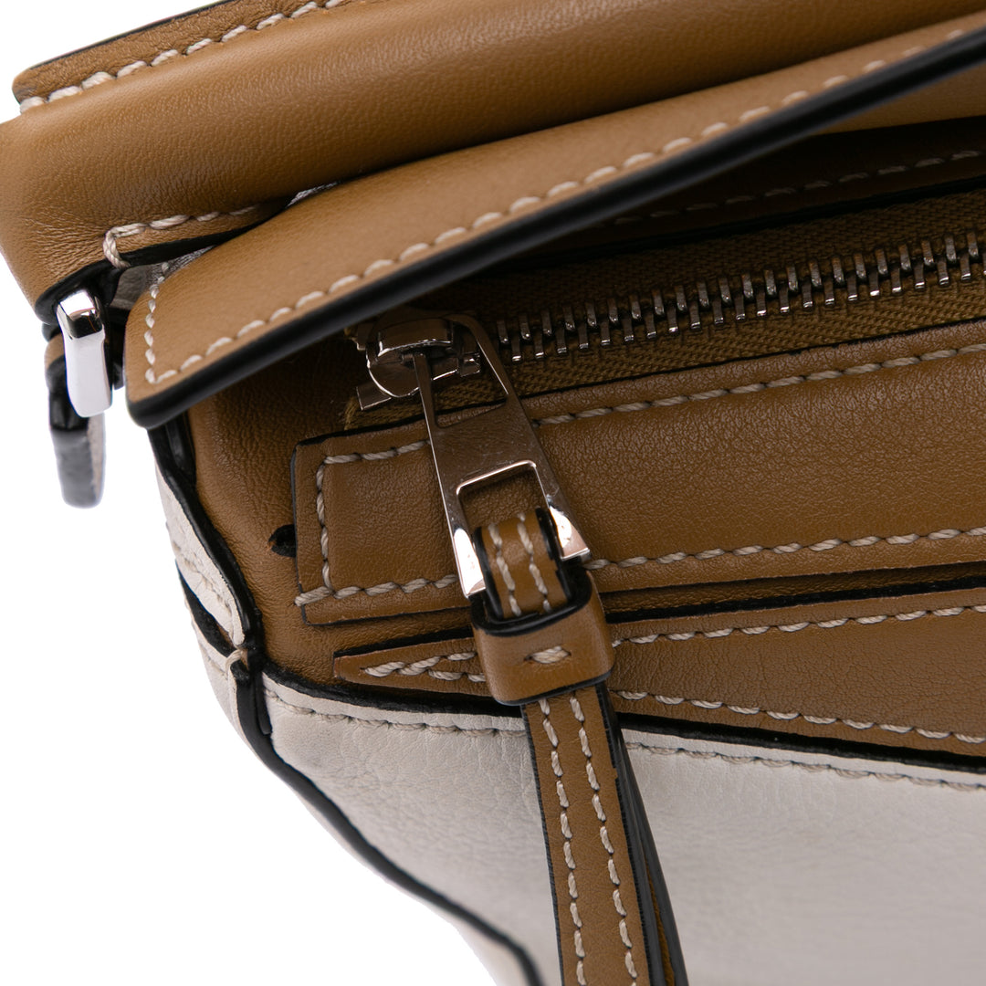 Mini Tricolor Calfskin Puzzle Satchel Brown - Gaby Paris