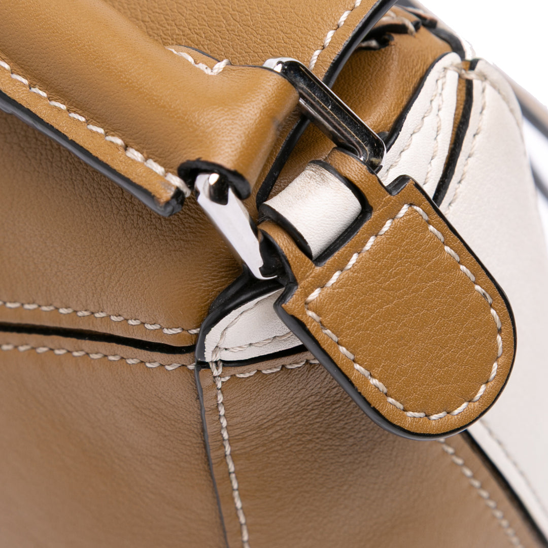 Mini Tricolor Calfskin Puzzle Satchel Brown - Gaby Paris
