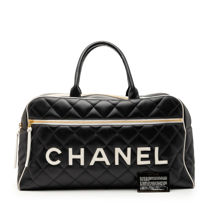 Chanel Matelassé Cuir de veau Logo Bowler Weekend Sac