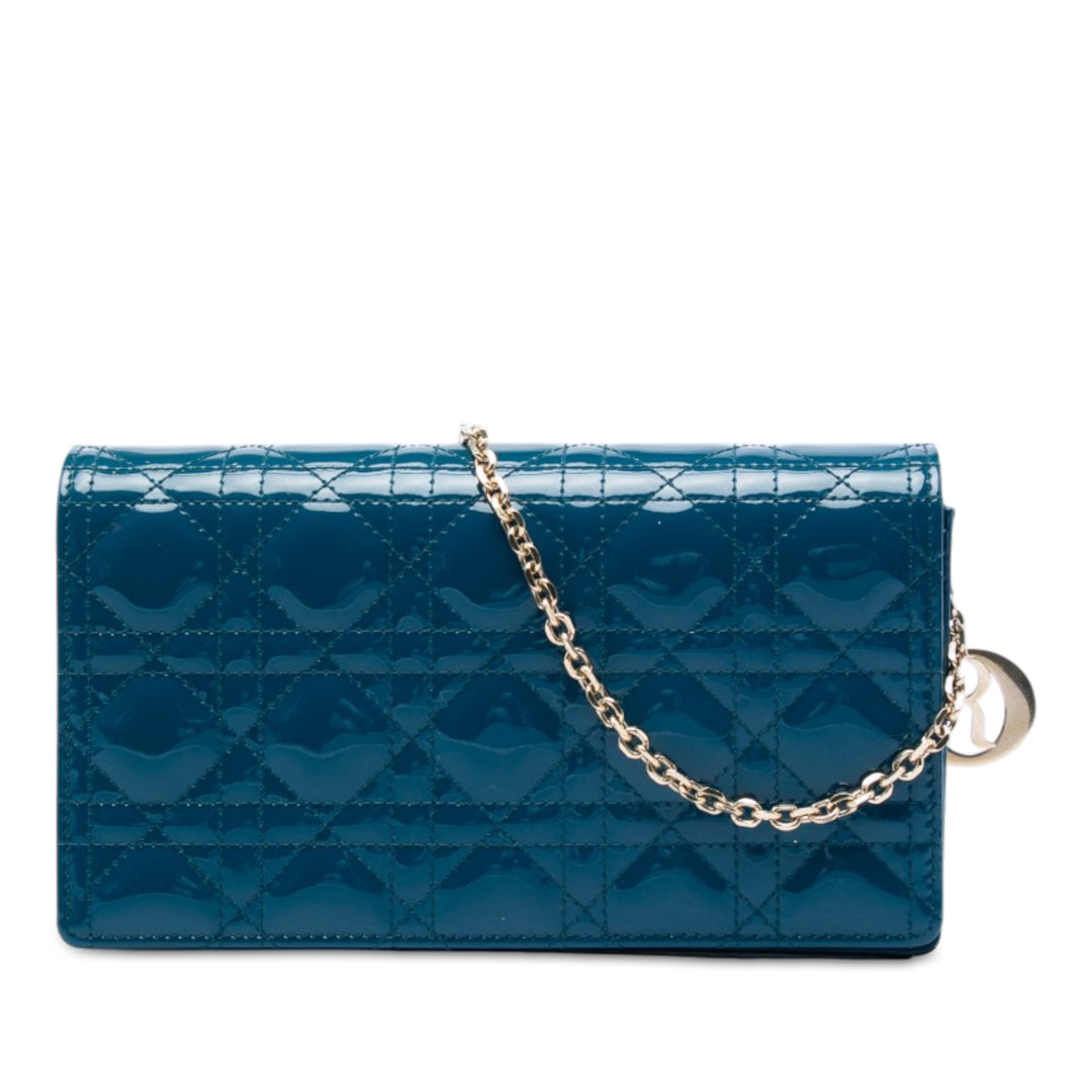 Dior Cannage Lady Dior Wallet on Chain Bleu – vue principale – GABY PARIS
