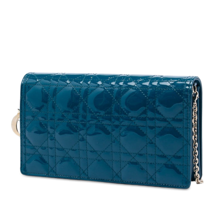 Dior Cannage Lady Dior Wallet on Chain Bleu – vue 2 – GABY PARIS