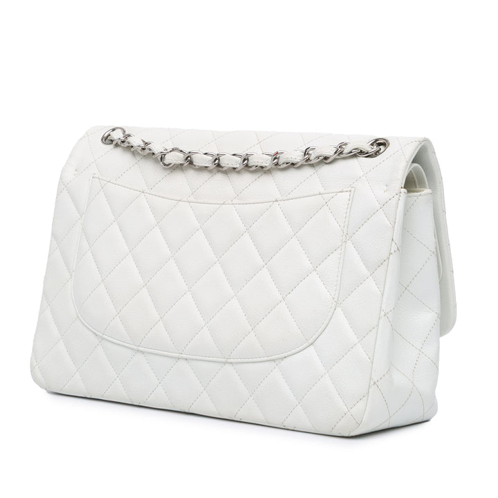 Jumbo Classic Caviar Double Flap White - Gaby Paris