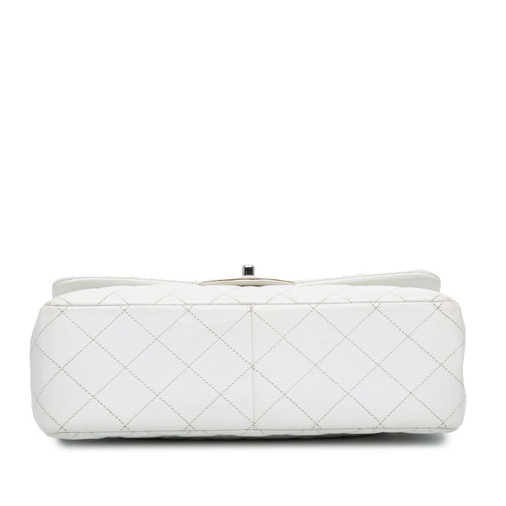 Jumbo Classic Caviar Double Flap White - Gaby Paris