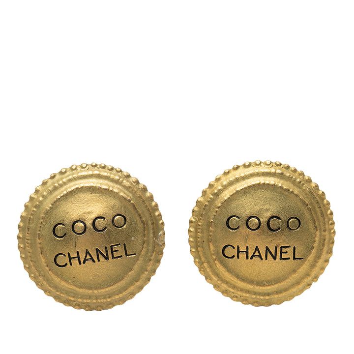 Chanel plaqué Coco Rond À clip Boucles d'oreilles Métal
