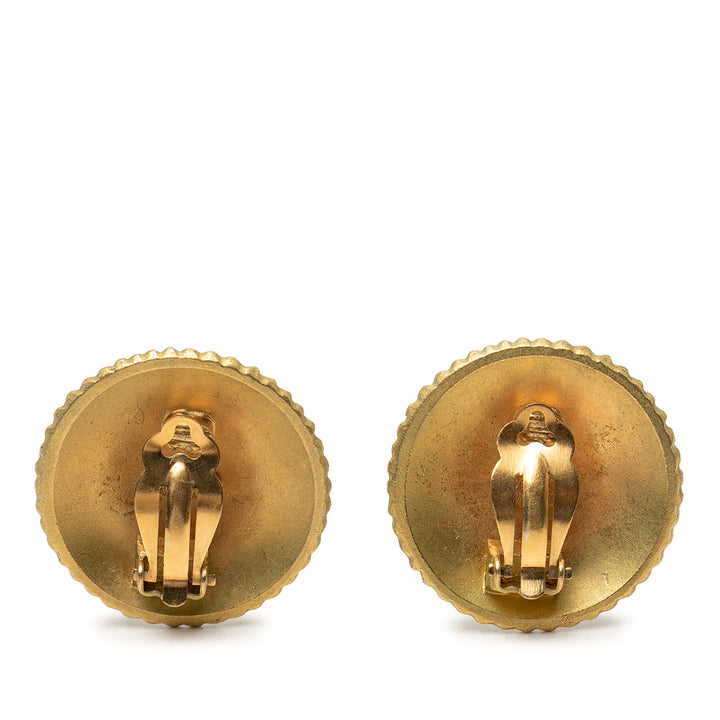Chanel plaqué Coco Rond À clip Boucles d'oreilles Métal
