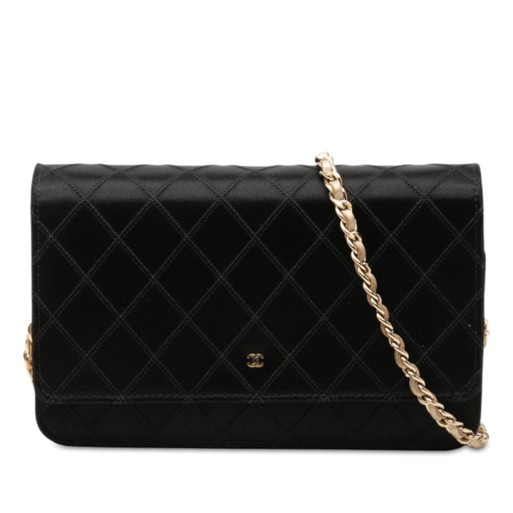 Bicolore Diamond Stitch Wallet on Chain Noir