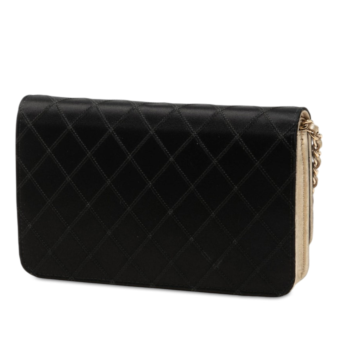Bicolore Diamond Stitch Wallet on Chain Noir