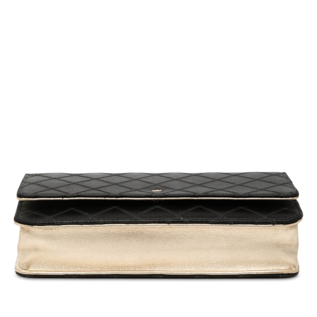 Bicolore Diamond Stitch Wallet on Chain Noir