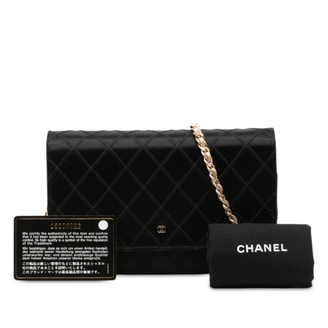Bicolore Diamond Stitch Wallet on Chain Noir