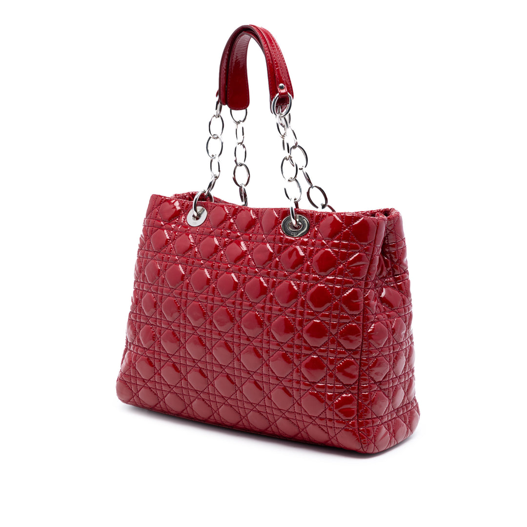 Dior Large Cuir verni Cannage Soft Zipped Lady Dior Shopping Cabas
