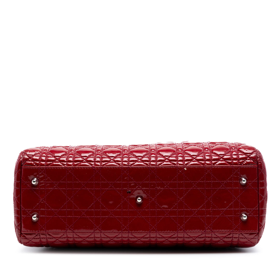 Dior Large Cuir verni Cannage Soft Zipped Lady Dior Shopping Cabas