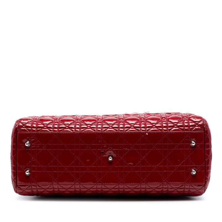 Dior Large Cuir verni Cannage Soft Zipped Lady Dior Shopping Cabas
