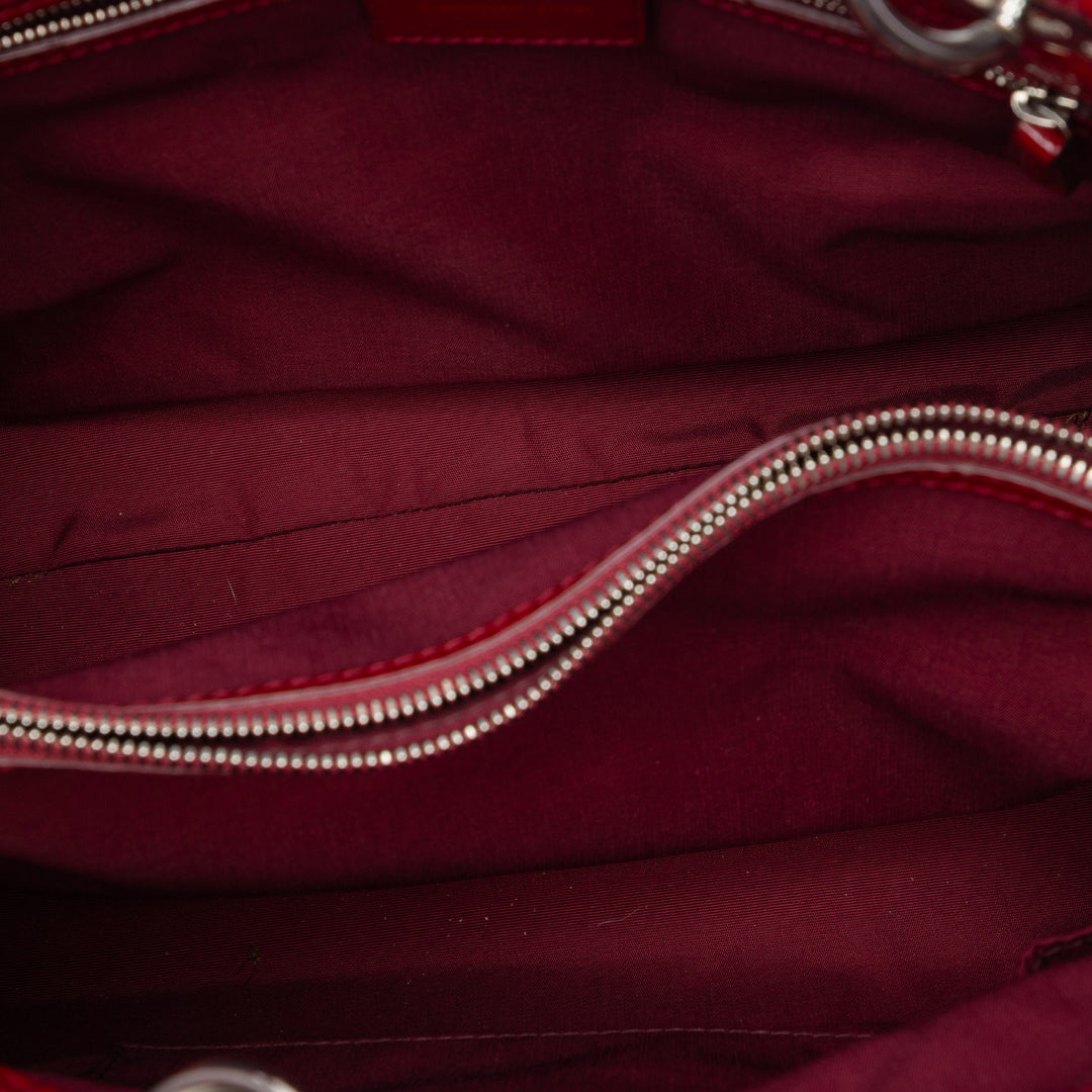Dior Large Cuir verni Cannage Soft Zipped Lady Dior Shopping Cabas