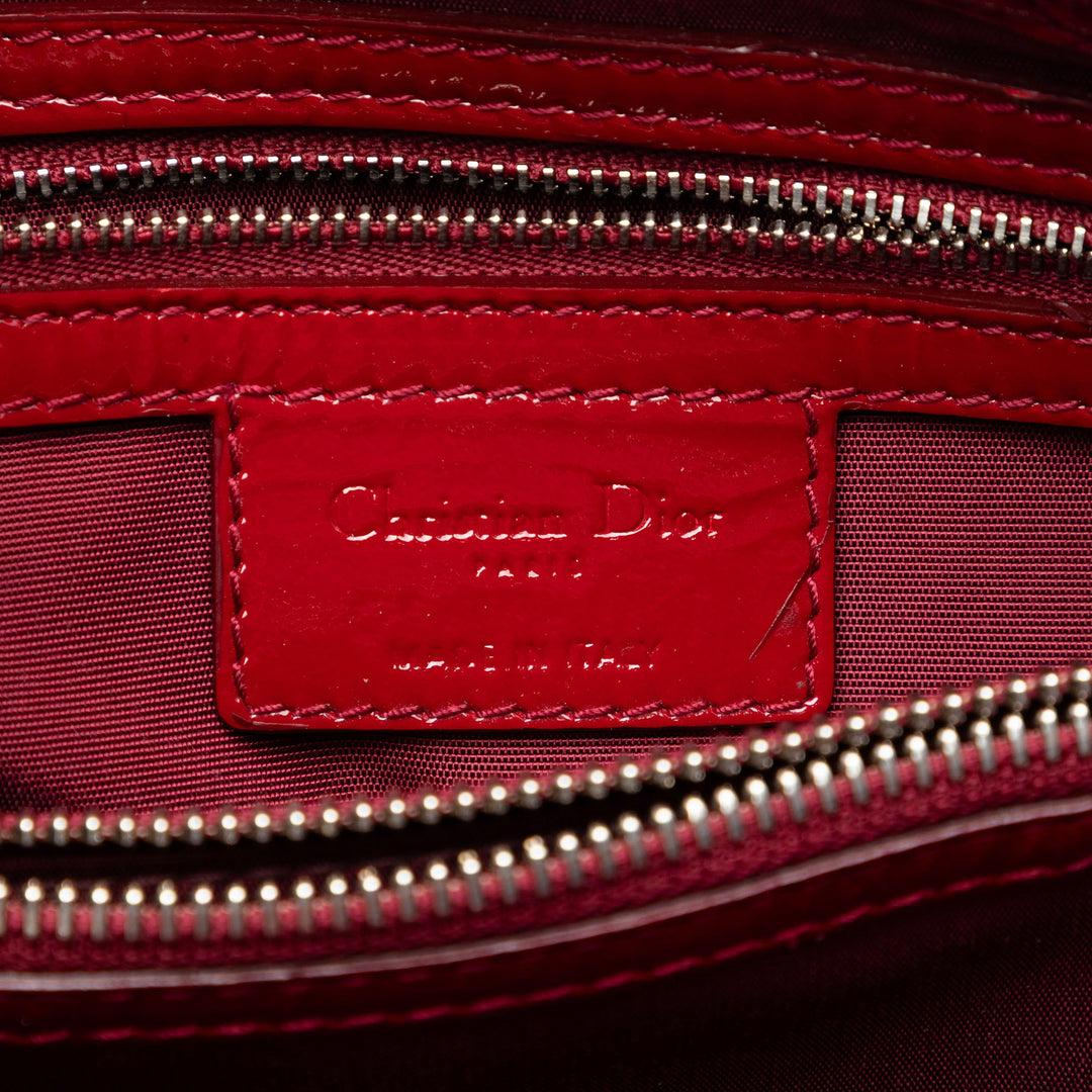 Dior Large Cuir verni Cannage Soft Zipped Lady Dior Shopping Cabas