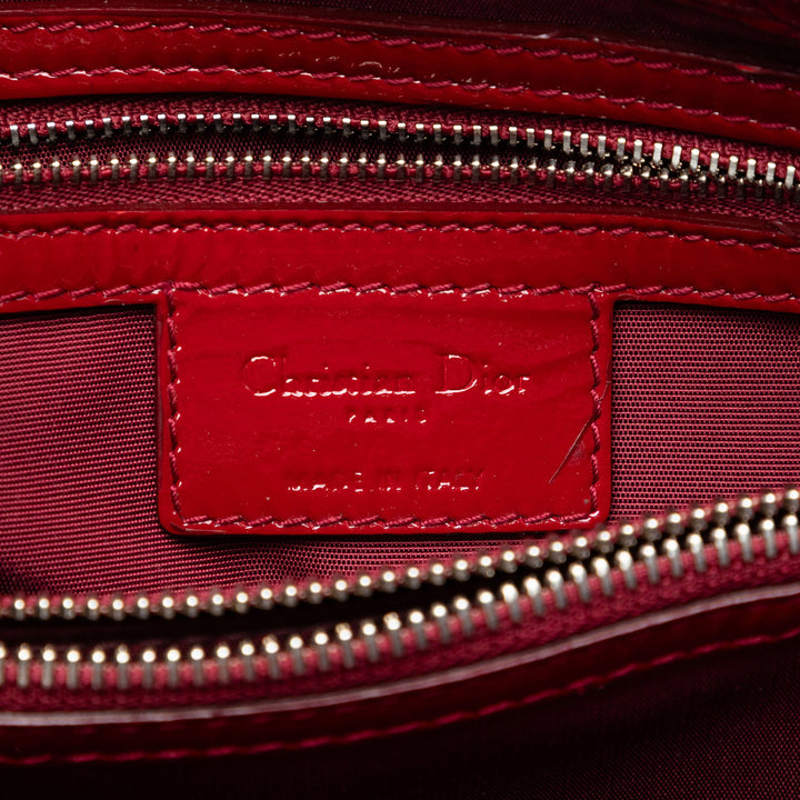 Dior Large Cuir verni Cannage Soft Zipped Lady Dior Shopping Cabas