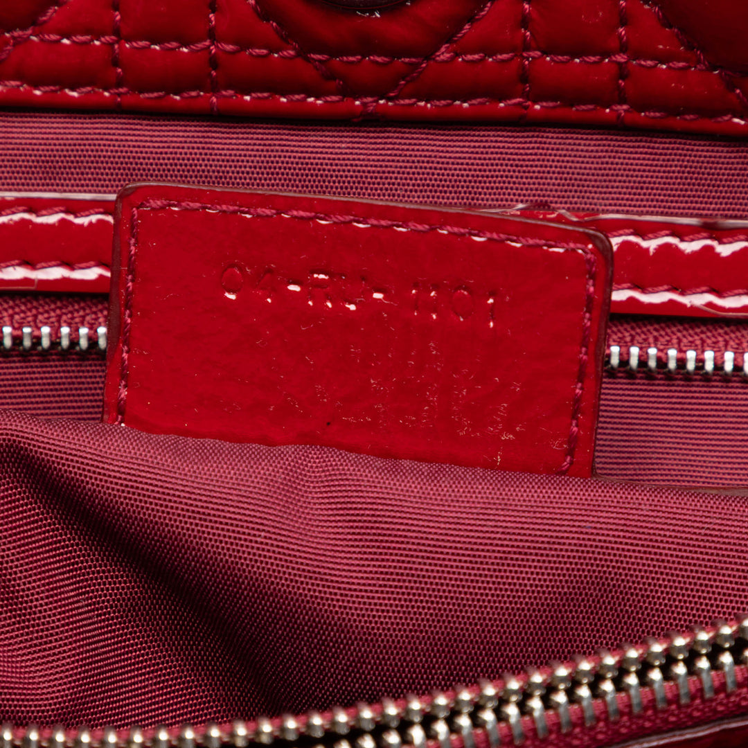 Dior Large Cuir verni Cannage Soft Zipped Lady Dior Shopping Cabas