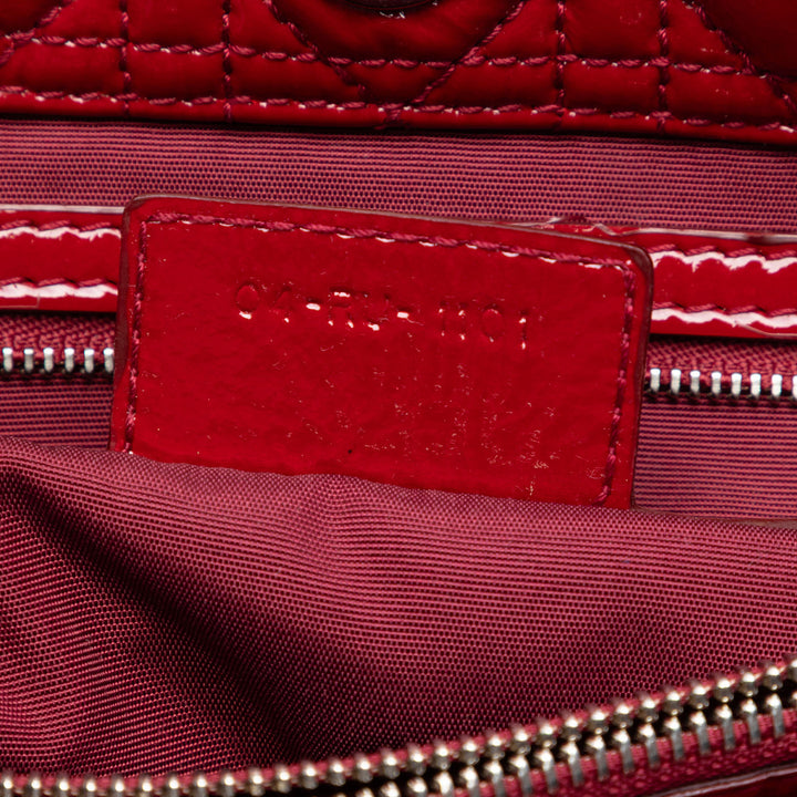 Dior Large Cuir verni Cannage Soft Zipped Lady Dior Shopping Cabas