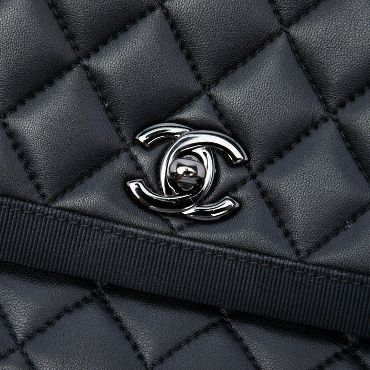 Chanel Sac porté épaule CC Matelassé et Grosgrain So à rabat Cuir d'agneau Noir – vue 5 – GABY PARIS