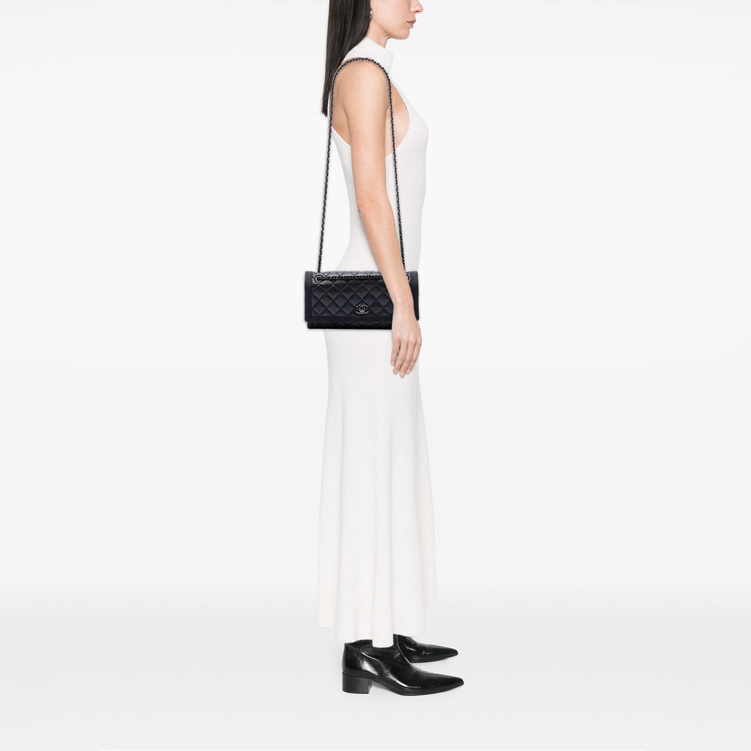 Chanel Sac porté épaule CC Matelassé et Grosgrain So à rabat Cuir d'agneau Noir – vue 6 – GABY PARIS