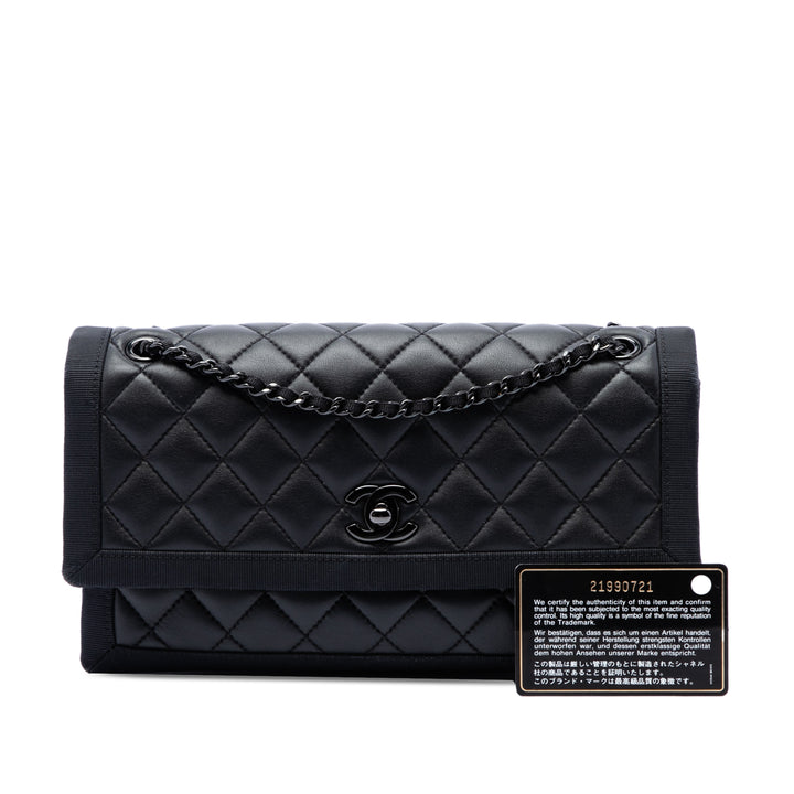Chanel Sac porté épaule CC Matelassé et Grosgrain So à rabat Cuir d'agneau Noir – vue 7 – GABY PARIS