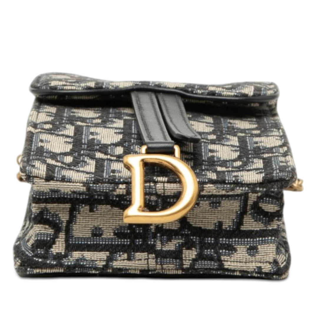 Dior Oblique Toile Vertical Saddle Pochette