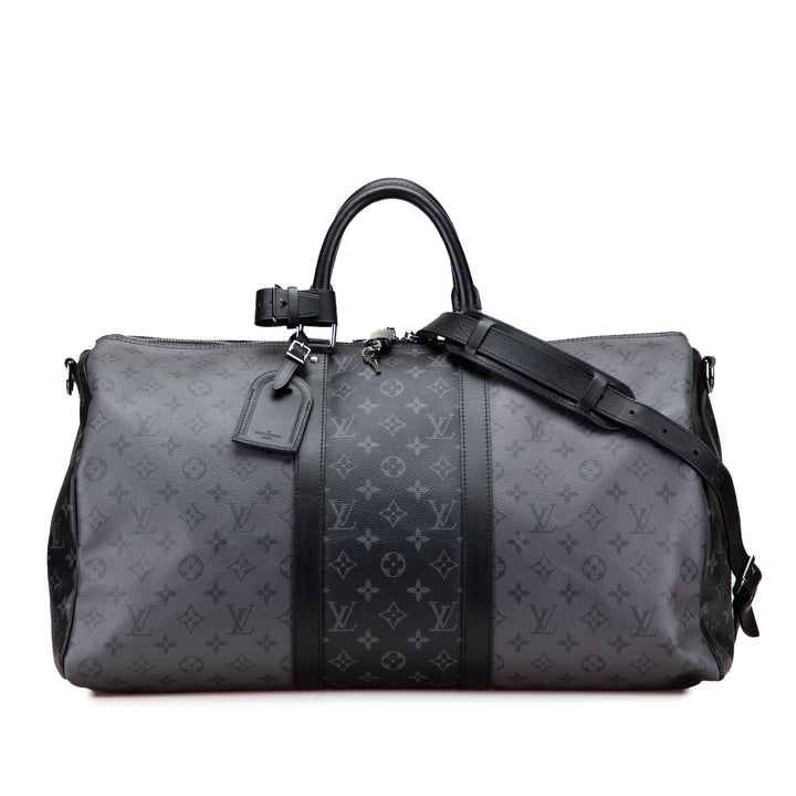 Louis Vuitton Monogram Eclipse Reverse Keepall Bandouliere 50 Gris