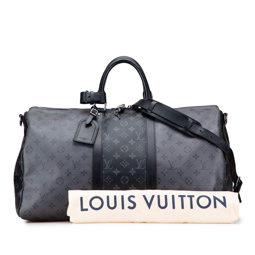 Louis Vuitton Monogram Eclipse Reverse Keepall Bandouliere 50 Gris