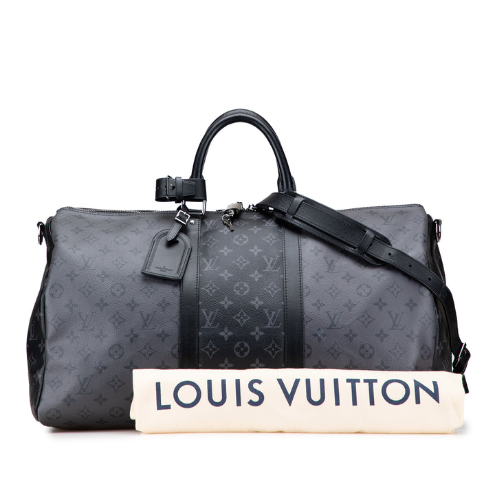 Louis Vuitton Monogram Eclipse Reverse Keepall Bandouliere 50 Gris