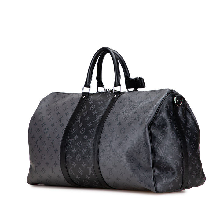 Louis Vuitton Monogram Eclipse Reverse Keepall Bandouliere 50 Gris
