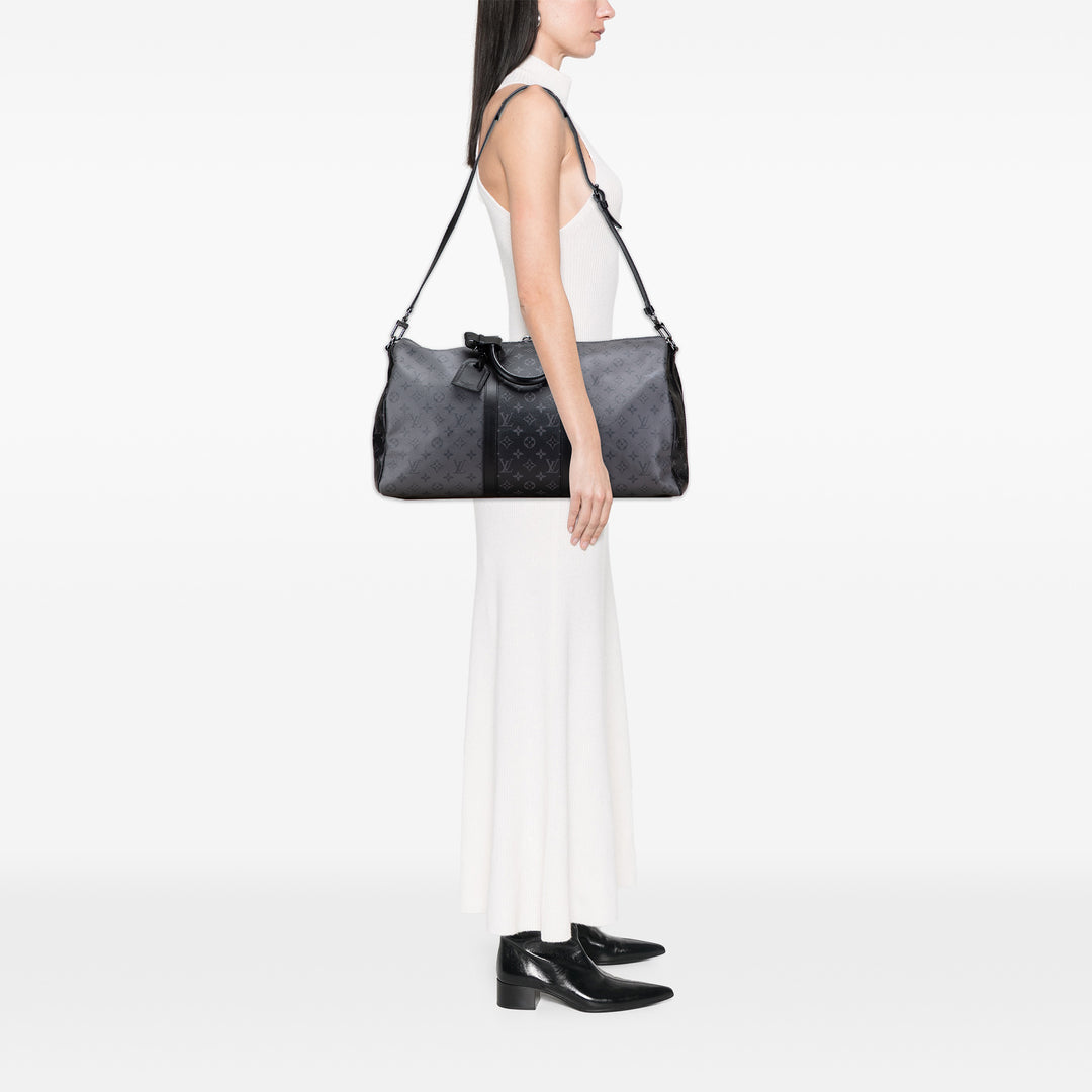 Louis Vuitton Monogram Eclipse Reverse Keepall Bandouliere 50 Gris