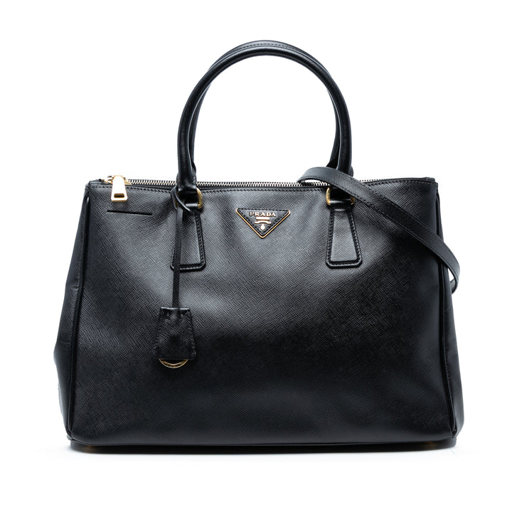 Prada Medium Saffiano Lux Galleria Double Zip Sac cartable Noir