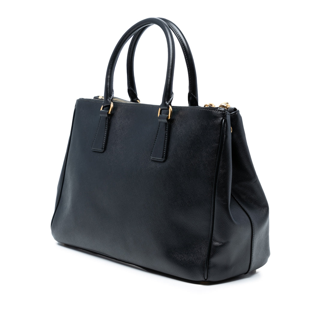 Prada Medium Saffiano Lux Galleria Double Zip Sac cartable Noir