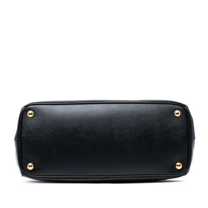 Prada Medium Saffiano Lux Galleria Double Zip Sac cartable Noir