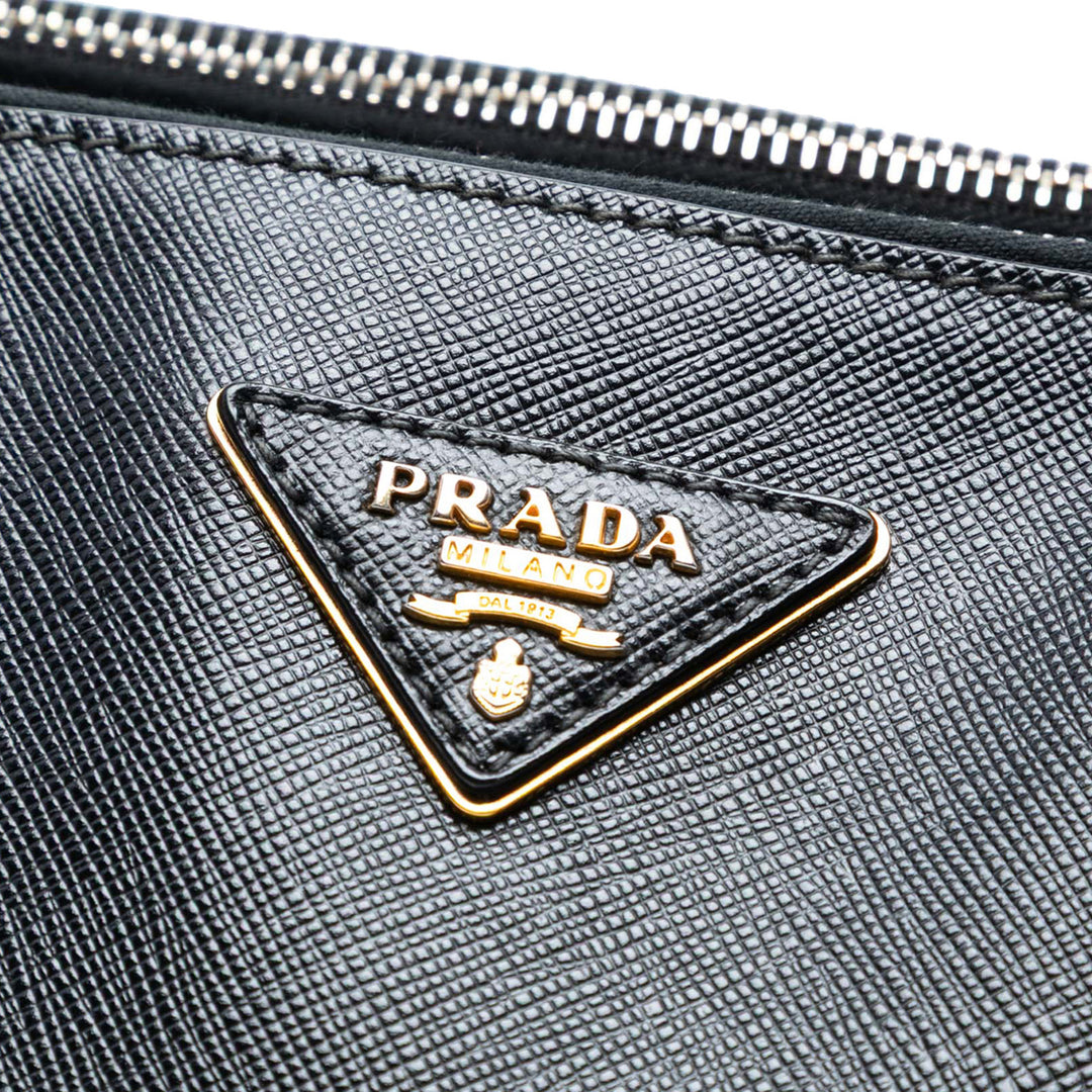 Prada Medium Saffiano Lux Galleria Double Zip Sac cartable Noir