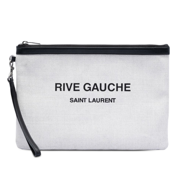 Saint Laurent Toile Rive Gauche Wristlet Pochette