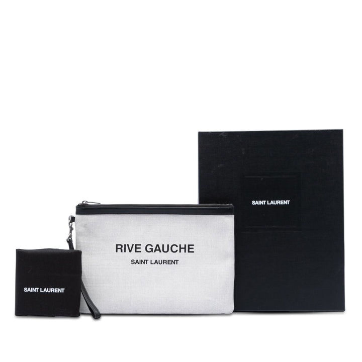 Saint Laurent Toile Rive Gauche Wristlet Pochette