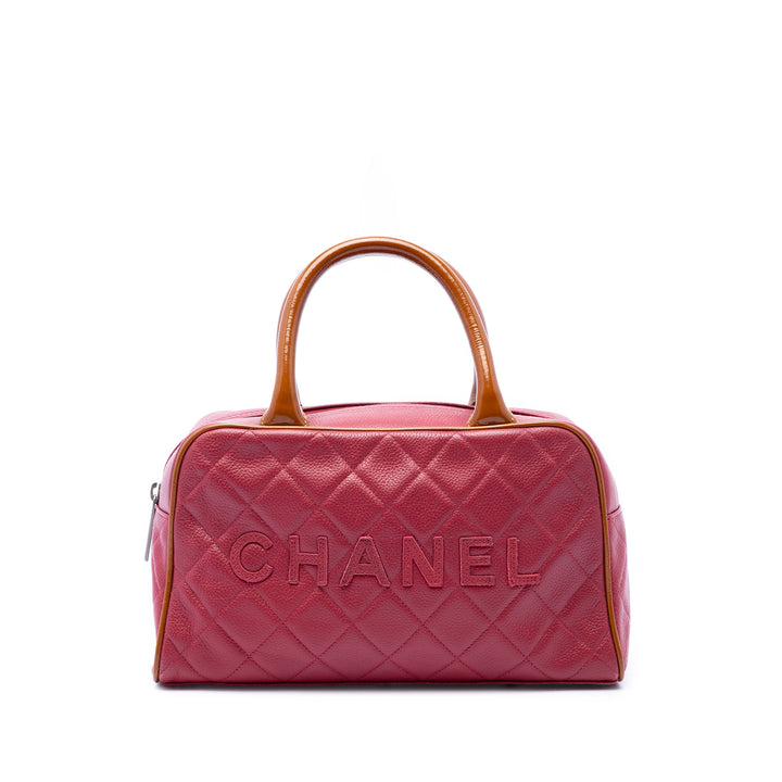 Matelassé Logo Bowler Sac Petit Cuir de veau Rose