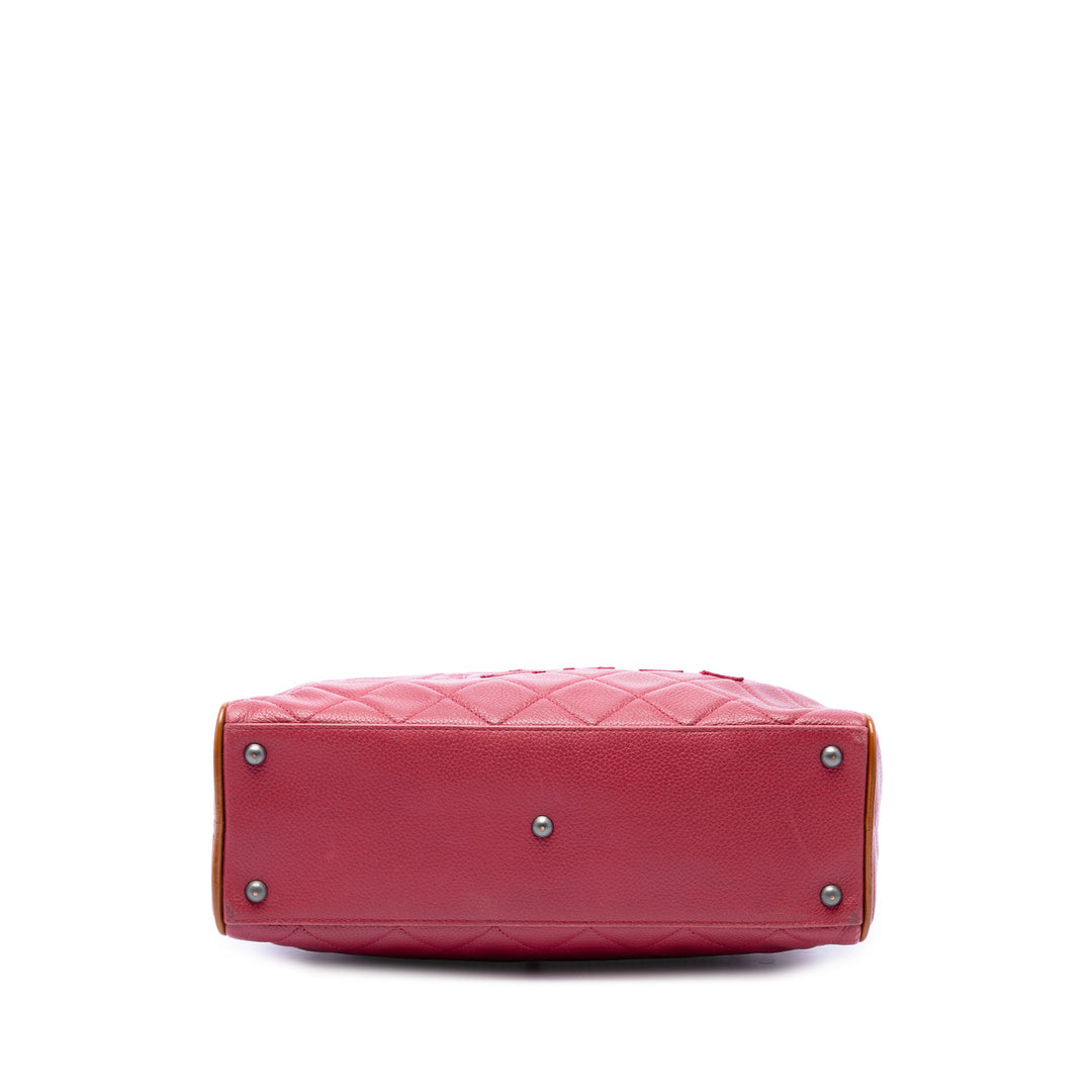 Matelassé Logo Bowler Sac Petit Cuir de veau Rose