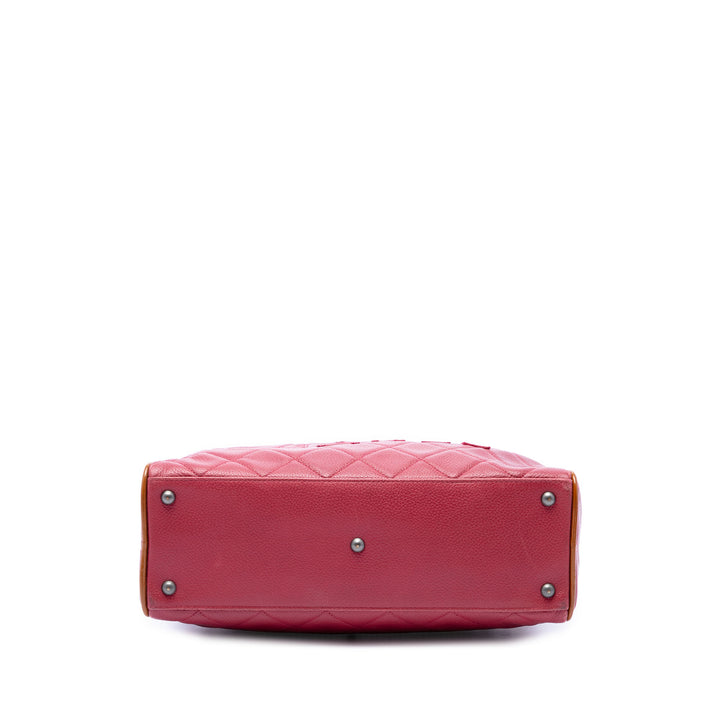 Matelassé Logo Bowler Sac Petit Cuir de veau Rose