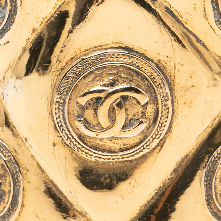 Chanel CC plaqué Medallion Matelassé Cuff Bracelet