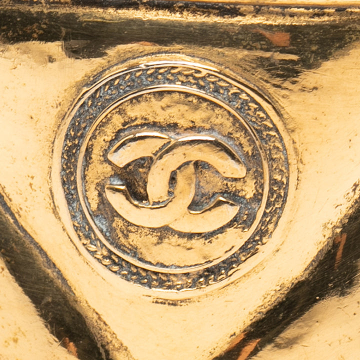 Chanel CC plaqué Medallion Matelassé Cuff Bracelet